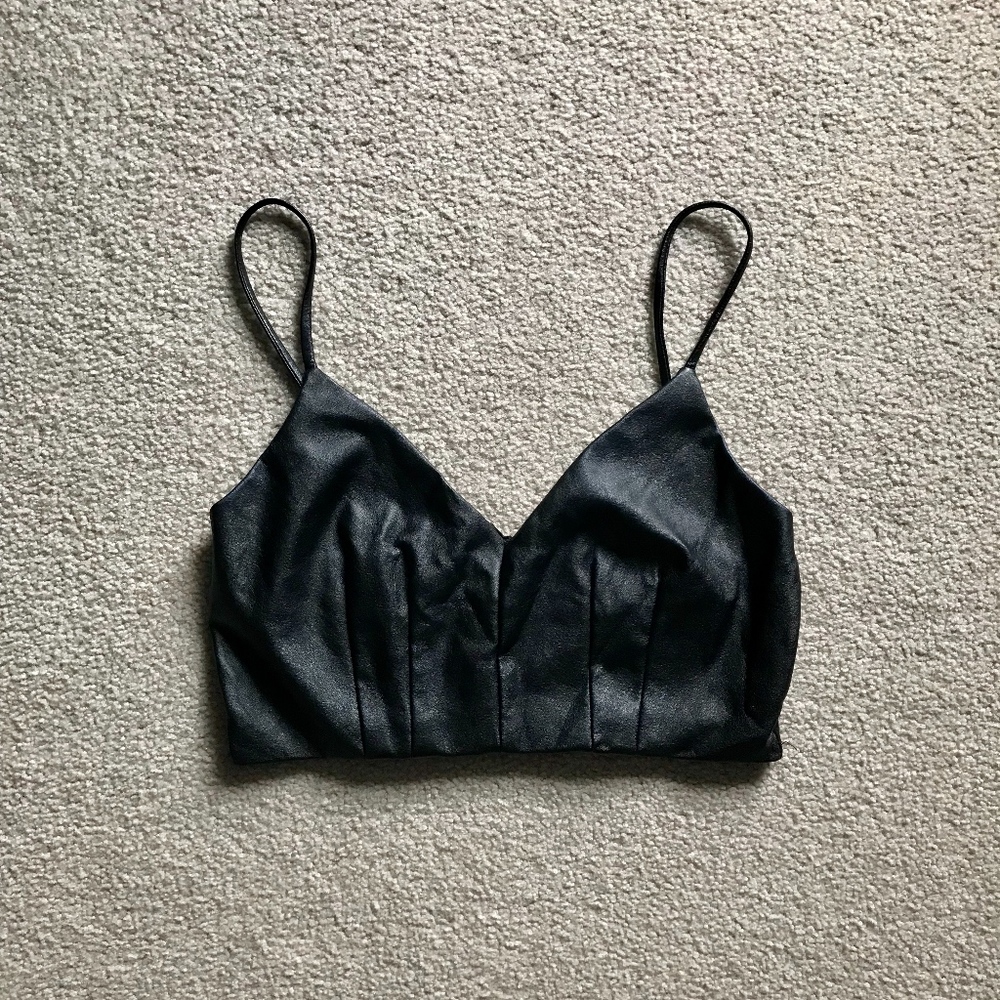 Black Faux-Leather Crop Top / Bralette